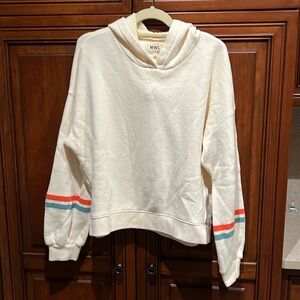 Madewell MWL hoodie , size Large , ivory with a slate and orange stripe , new